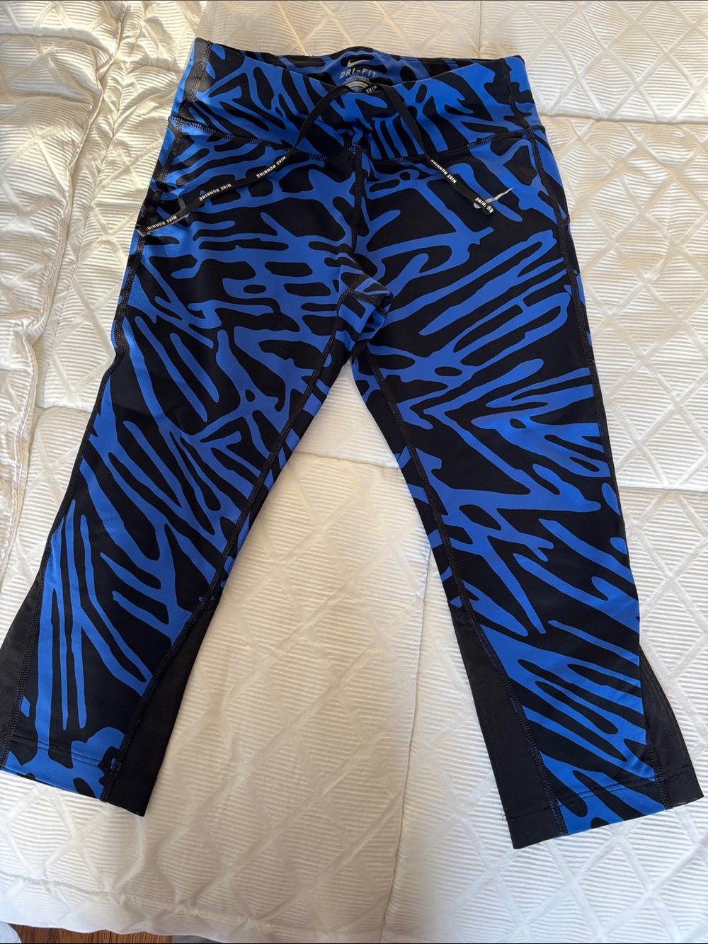 Nike Blue and Black Zebra-Print Capri Leggings